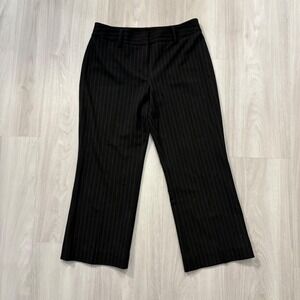 Alfani Essentials Womens Pants Black Pinstripe Cropped Flare Dress Pants Size 8